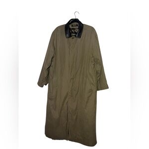 Vintage Brooks Brothers Olive Trench Coat with Black Collar 40L